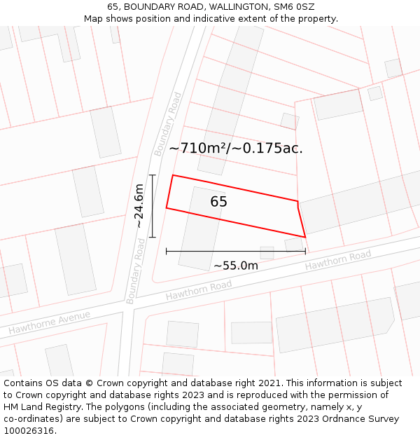 65, BOUNDARY ROAD, WALLINGTON, SM6 0SZ: Plot and title map