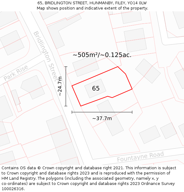 65, BRIDLINGTON STREET, HUNMANBY, FILEY, YO14 0LW: Plot and title map