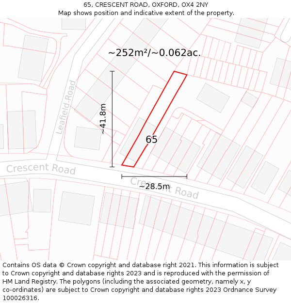 65, CRESCENT ROAD, OXFORD, OX4 2NY: Plot and title map