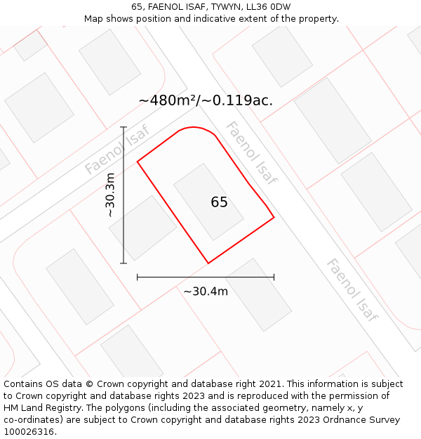 65, FAENOL ISAF, TYWYN, LL36 0DW: Plot and title map