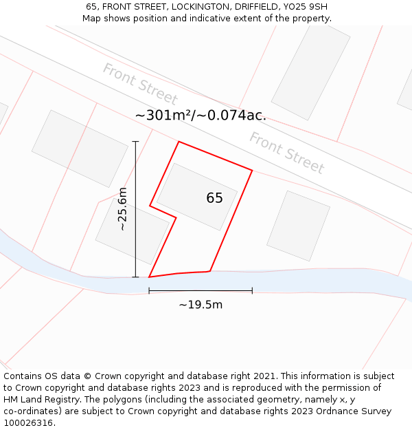 65, FRONT STREET, LOCKINGTON, DRIFFIELD, YO25 9SH: Plot and title map