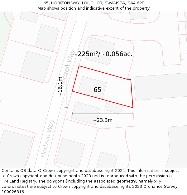 65, HORIZON WAY, LOUGHOR, SWANSEA, SA4 6PF: Plot and title map