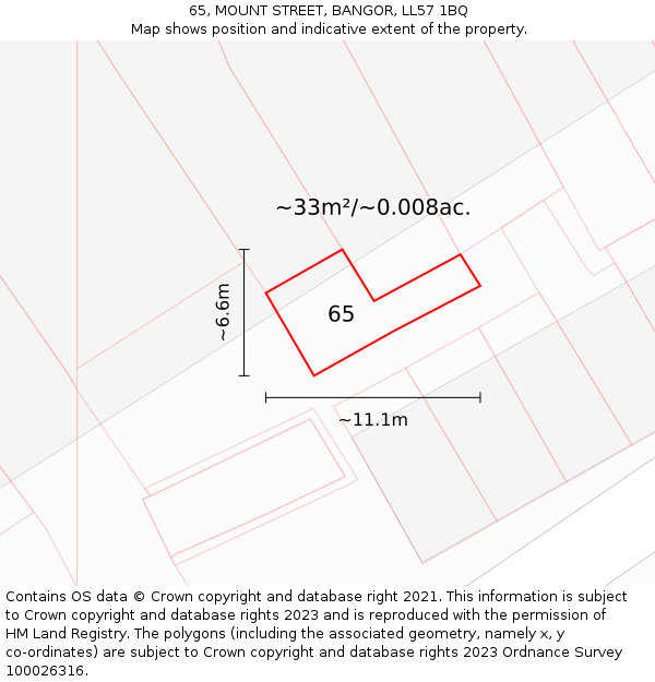 65, MOUNT STREET, BANGOR, LL57 1BQ: Plot and title map