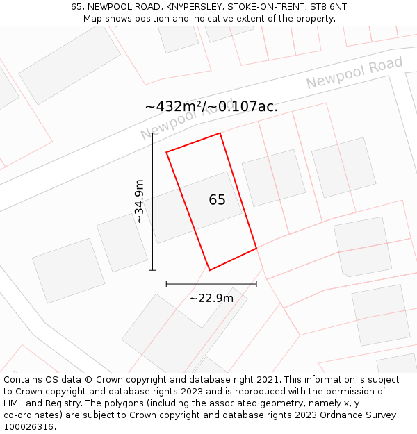 65, NEWPOOL ROAD, KNYPERSLEY, STOKE-ON-TRENT, ST8 6NT: Plot and title map