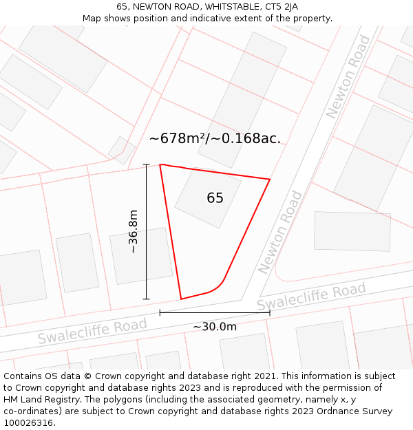 65, NEWTON ROAD, WHITSTABLE, CT5 2JA: Plot and title map