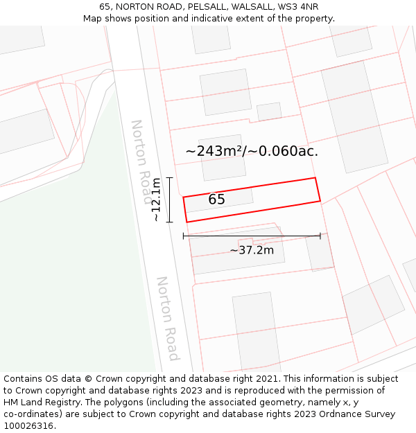 65, NORTON ROAD, PELSALL, WALSALL, WS3 4NR: Plot and title map