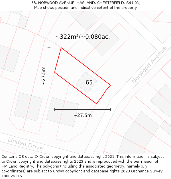 65, NORWOOD AVENUE, HASLAND, CHESTERFIELD, S41 0NJ: Plot and title map