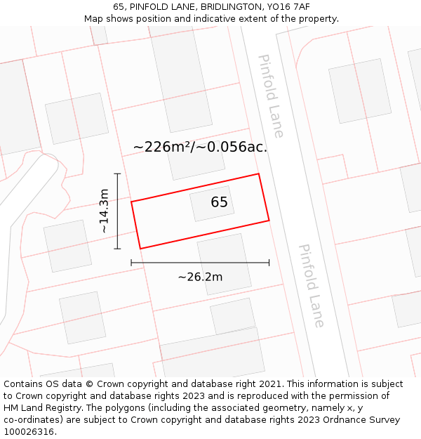 65, PINFOLD LANE, BRIDLINGTON, YO16 7AF: Plot and title map