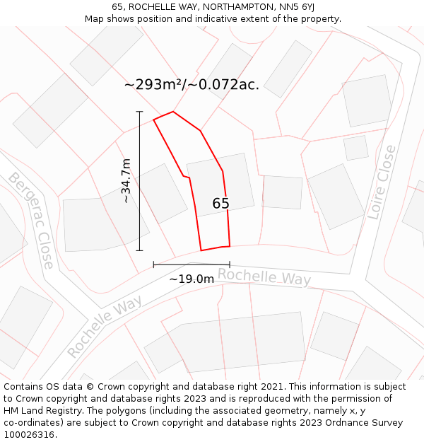 65, ROCHELLE WAY, NORTHAMPTON, NN5 6YJ: Plot and title map