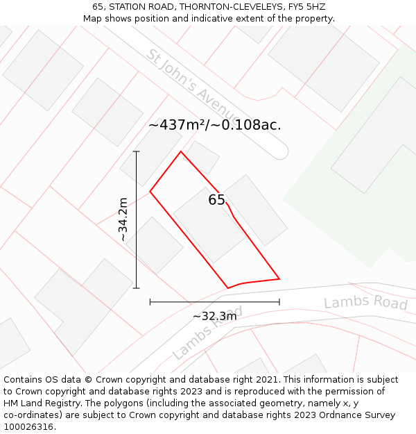 65, STATION ROAD, THORNTON-CLEVELEYS, FY5 5HZ: Plot and title map