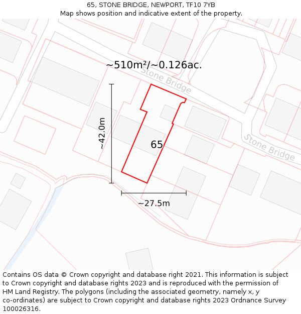 65, STONE BRIDGE, NEWPORT, TF10 7YB: Plot and title map