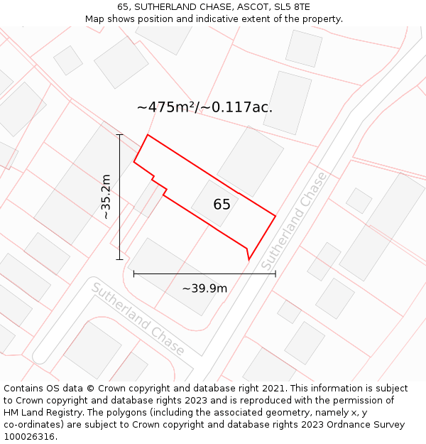 65, SUTHERLAND CHASE, ASCOT, SL5 8TE: Plot and title map