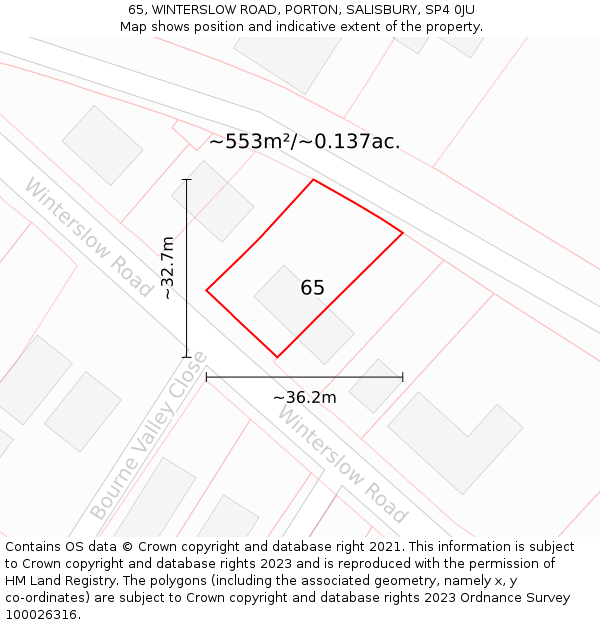 65, WINTERSLOW ROAD, PORTON, SALISBURY, SP4 0JU: Plot and title map