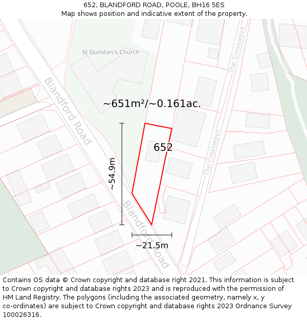 652, BLANDFORD ROAD, POOLE, BH16 5ES: Plot and title map