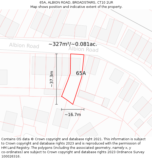 65A, ALBION ROAD, BROADSTAIRS, CT10 2UR: Plot and title map