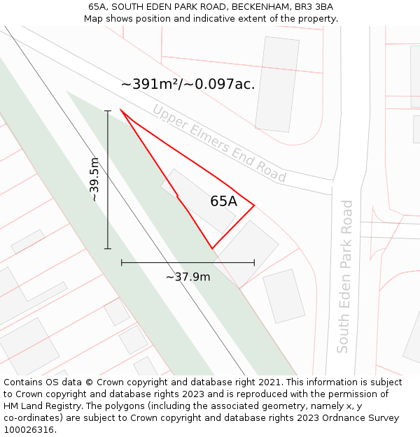 65A, SOUTH EDEN PARK ROAD, BECKENHAM, BR3 3BA: Plot and title map