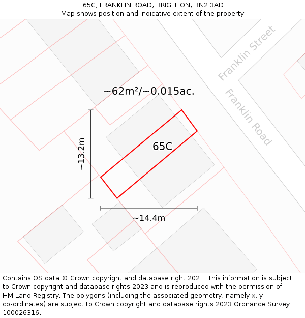 65C, FRANKLIN ROAD, BRIGHTON, BN2 3AD: Plot and title map