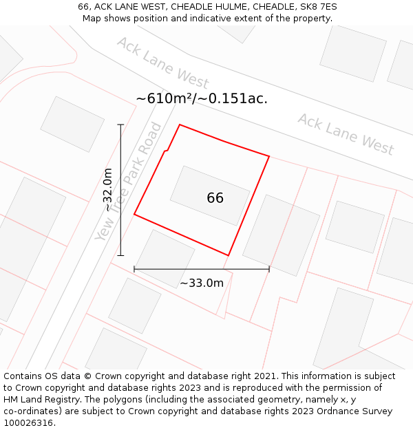66, ACK LANE WEST, CHEADLE HULME, CHEADLE, SK8 7ES: Plot and title map