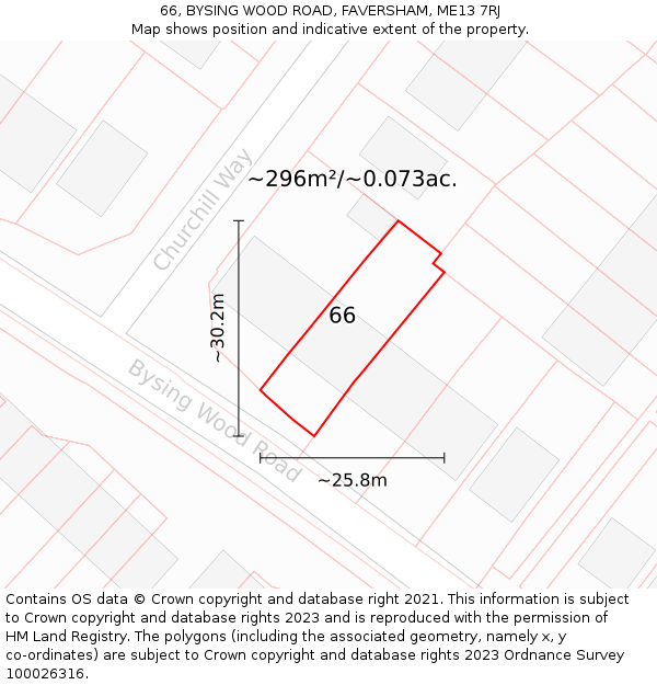 66, BYSING WOOD ROAD, FAVERSHAM, ME13 7RJ: Plot and title map