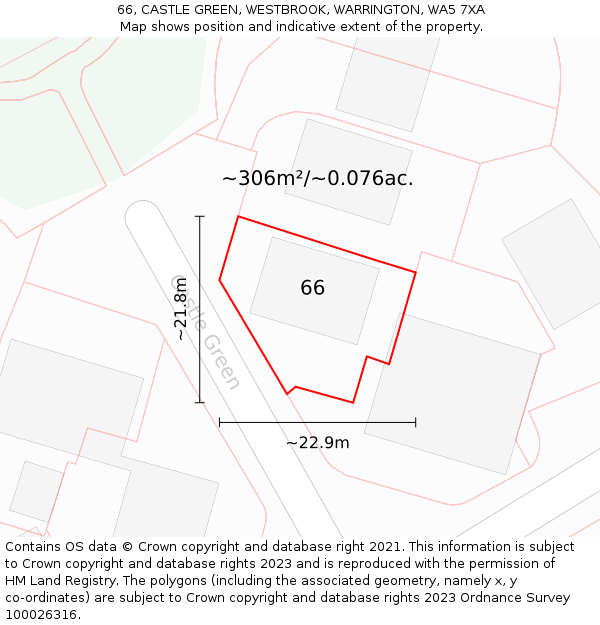 66, CASTLE GREEN, WESTBROOK, WARRINGTON, WA5 7XA: Plot and title map