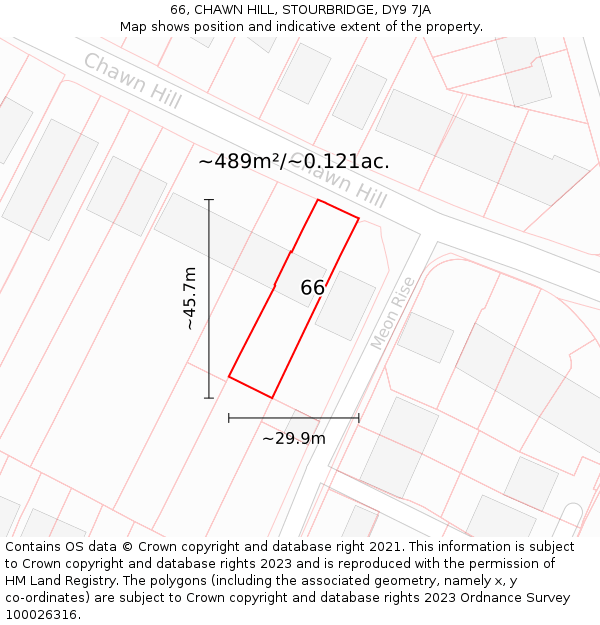 66, CHAWN HILL, STOURBRIDGE, DY9 7JA: Plot and title map