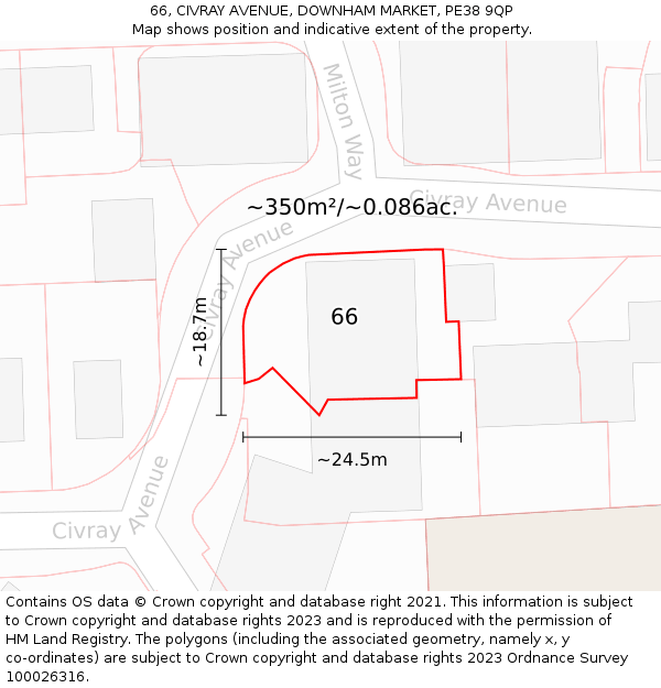 66, CIVRAY AVENUE, DOWNHAM MARKET, PE38 9QP: Plot and title map