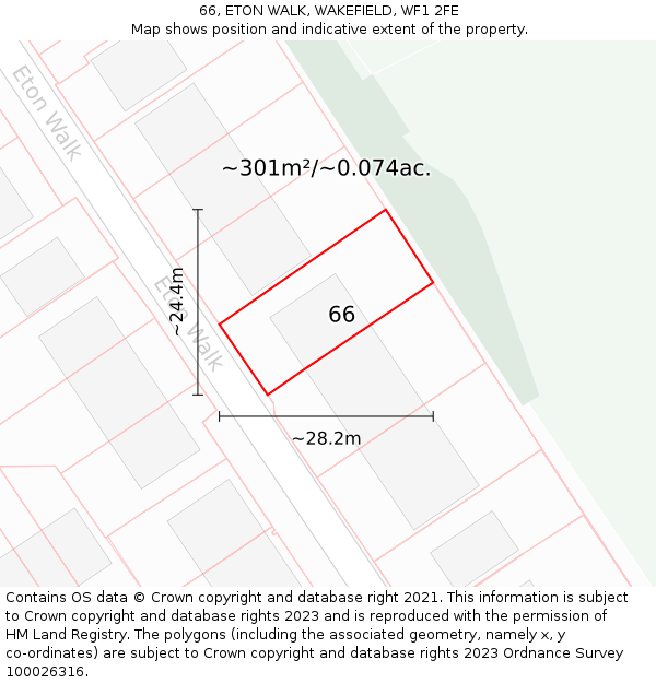 66, ETON WALK, WAKEFIELD, WF1 2FE: Plot and title map