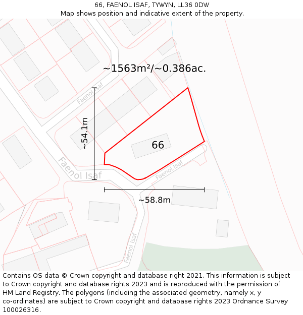 66, FAENOL ISAF, TYWYN, LL36 0DW: Plot and title map