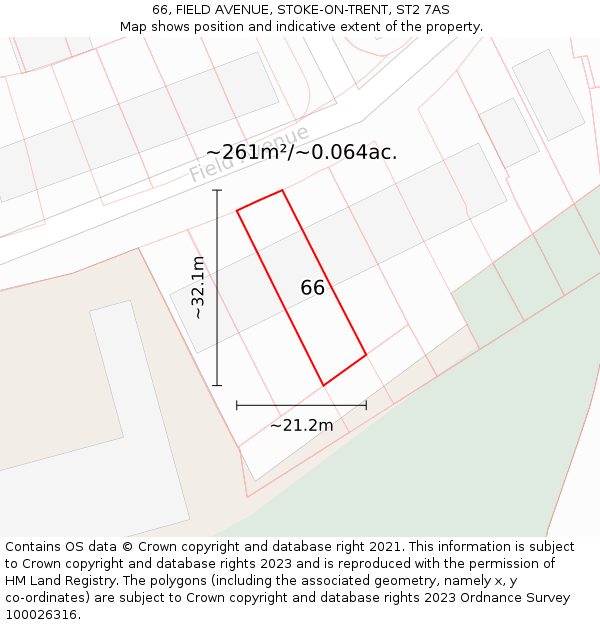 66, FIELD AVENUE, STOKE-ON-TRENT, ST2 7AS: Plot and title map