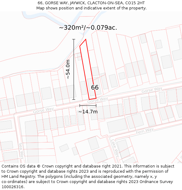 66, GORSE WAY, JAYWICK, CLACTON-ON-SEA, CO15 2HT: Plot and title map