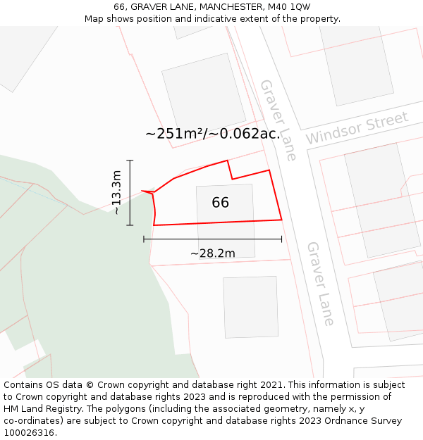 66, GRAVER LANE, MANCHESTER, M40 1QW: Plot and title map