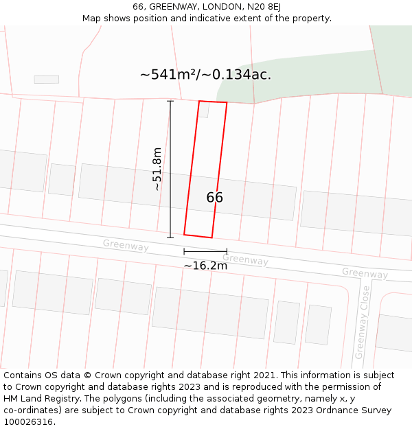 66, GREENWAY, LONDON, N20 8EJ: Plot and title map
