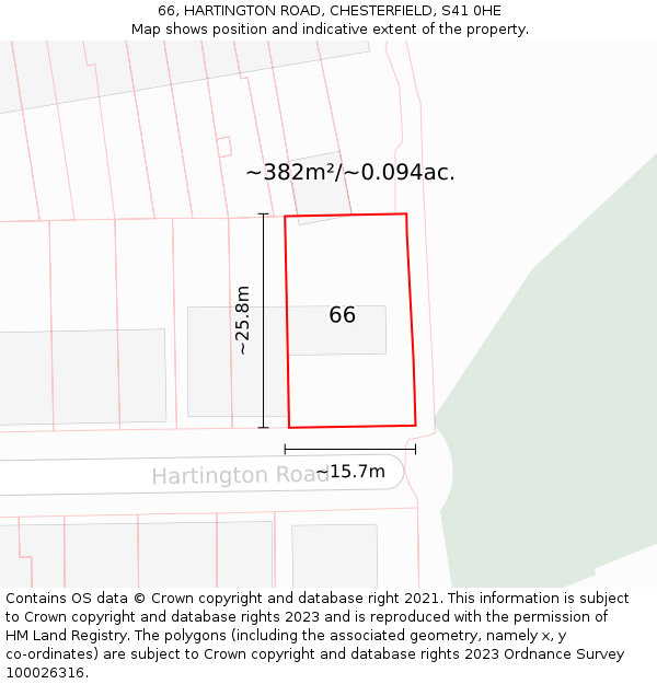 66, HARTINGTON ROAD, CHESTERFIELD, S41 0HE: Plot and title map