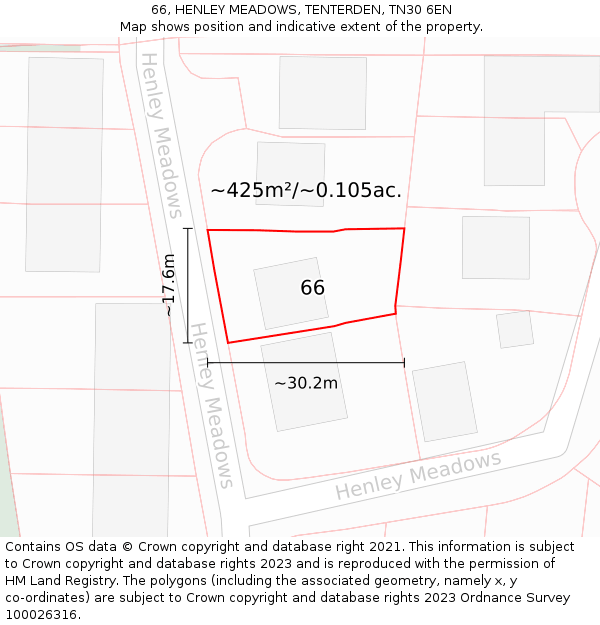 66, HENLEY MEADOWS, TENTERDEN, TN30 6EN: Plot and title map