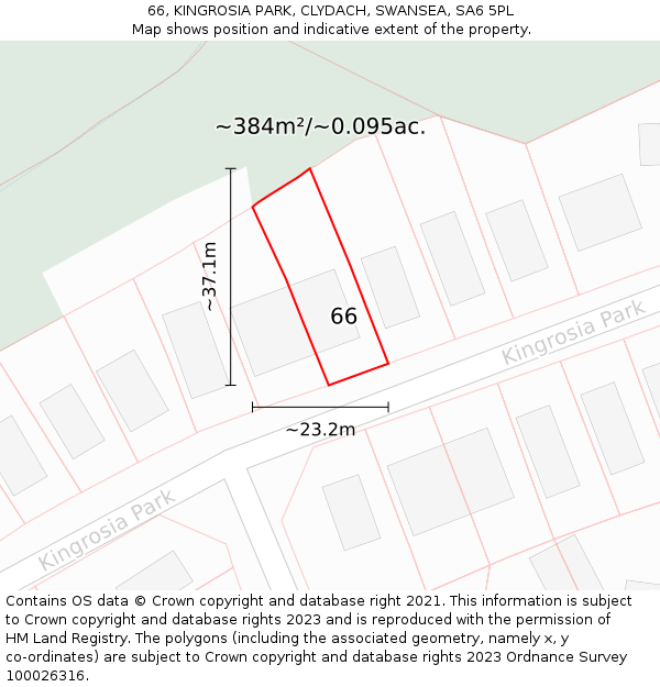 66, KINGROSIA PARK, CLYDACH, SWANSEA, SA6 5PL: Plot and title map