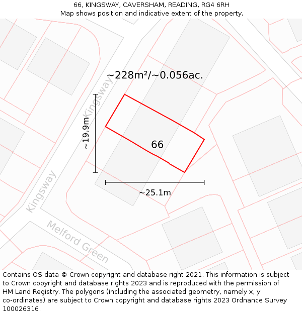 66, KINGSWAY, CAVERSHAM, READING, RG4 6RH: Plot and title map