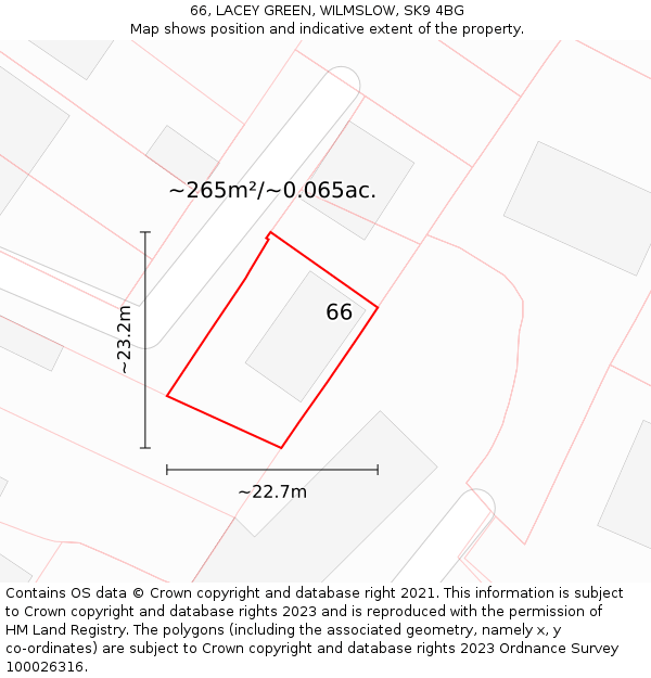 66, LACEY GREEN, WILMSLOW, SK9 4BG: Plot and title map