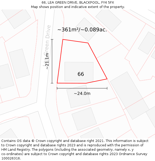 66, LEA GREEN DRIVE, BLACKPOOL, FY4 5FX: Plot and title map