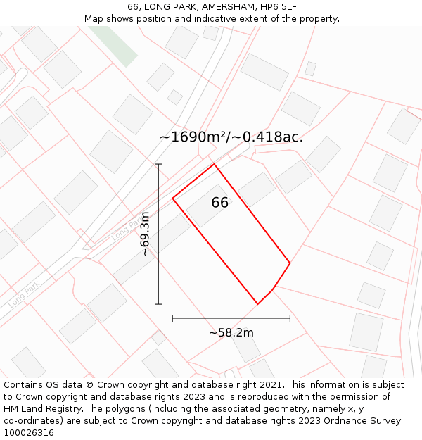 66, LONG PARK, AMERSHAM, HP6 5LF: Plot and title map