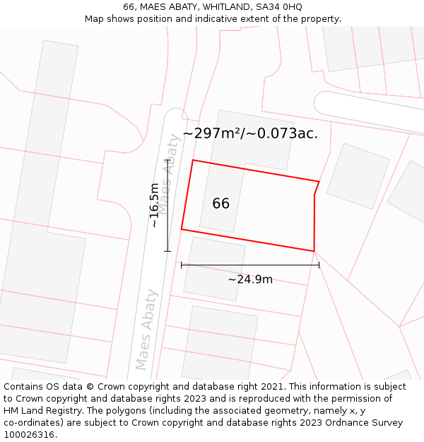 66, MAES ABATY, WHITLAND, SA34 0HQ: Plot and title map