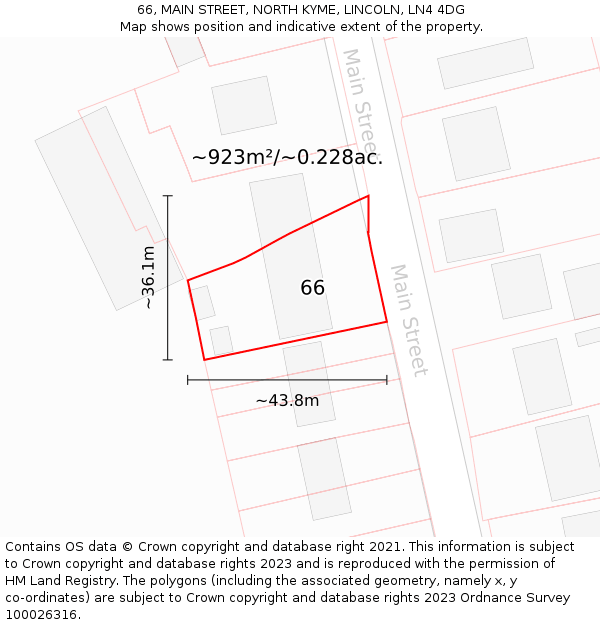 66, MAIN STREET, NORTH KYME, LINCOLN, LN4 4DG: Plot and title map