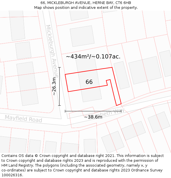 66, MICKLEBURGH AVENUE, HERNE BAY, CT6 6HB: Plot and title map