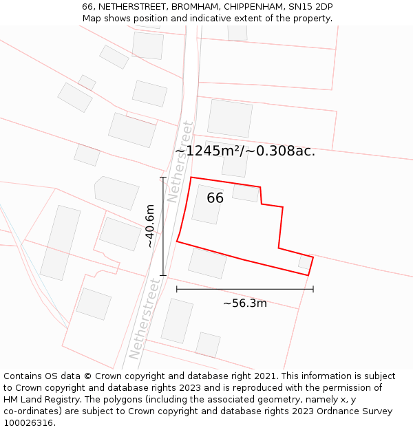 66, NETHERSTREET, BROMHAM, CHIPPENHAM, SN15 2DP: Plot and title map