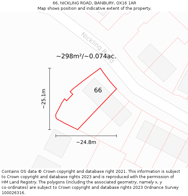 66, NICKLING ROAD, BANBURY, OX16 1AR: Plot and title map