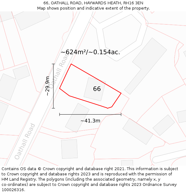 66, OATHALL ROAD, HAYWARDS HEATH, RH16 3EN: Plot and title map