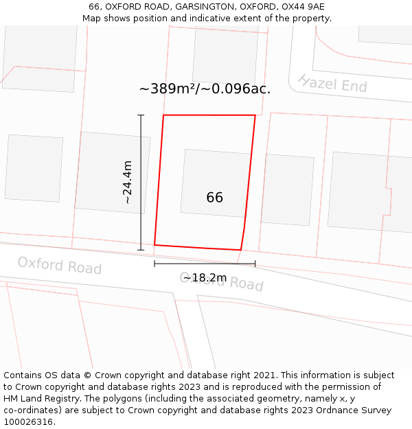 66, OXFORD ROAD, GARSINGTON, OXFORD, OX44 9AE: Plot and title map