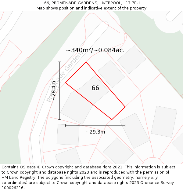 66, PROMENADE GARDENS, LIVERPOOL, L17 7EU: Plot and title map