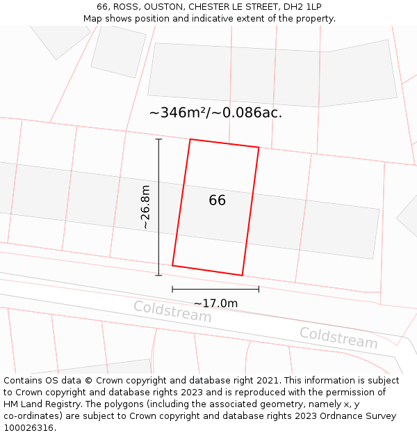 66, ROSS, OUSTON, CHESTER LE STREET, DH2 1LP: Plot and title map