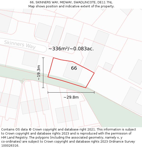 66, SKINNERS WAY, MIDWAY, SWADLINCOTE, DE11 7NL: Plot and title map