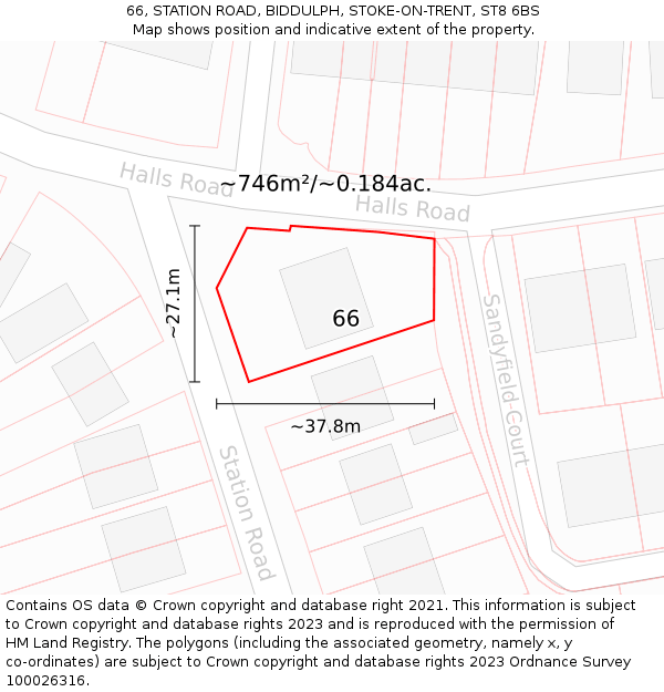 66, STATION ROAD, BIDDULPH, STOKE-ON-TRENT, ST8 6BS: Plot and title map